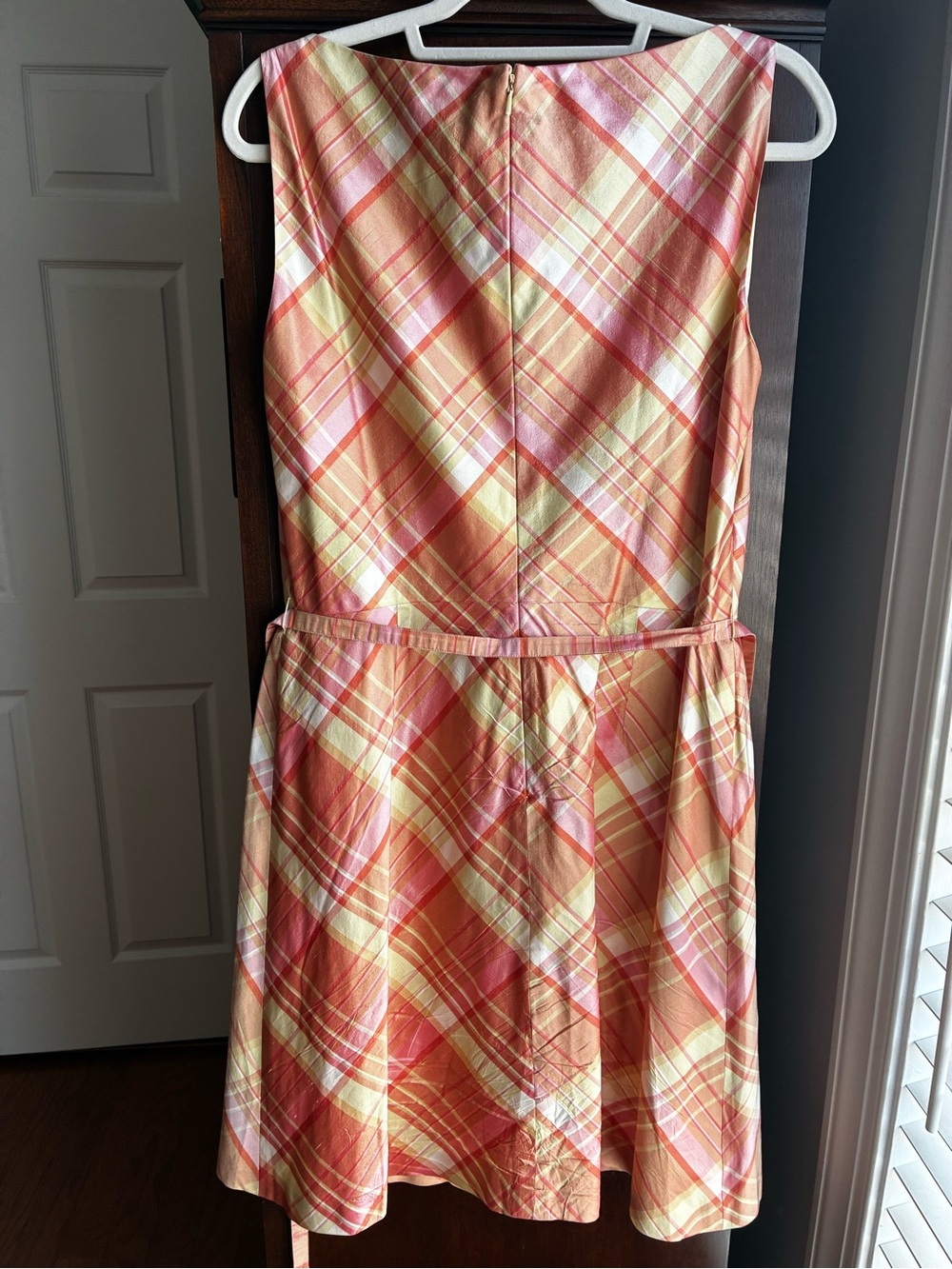 Vintage Linda Allard Ellen Tracy 100% Silk Plaid Dress Size 12 - Picture 5 of 9